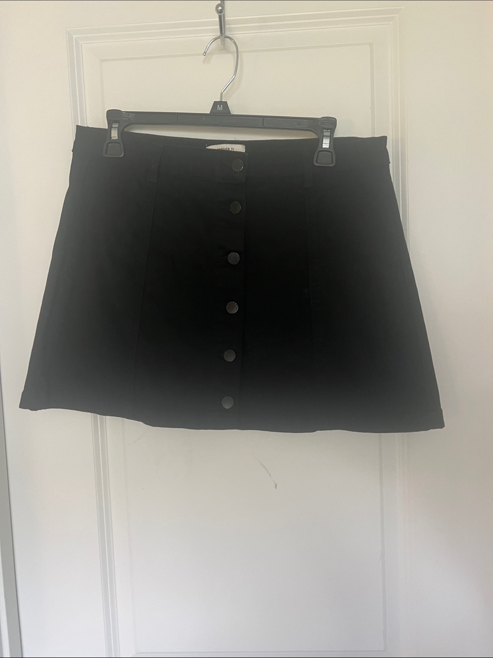 Forever 21 Black Button-Front A-Line Mini Skirt